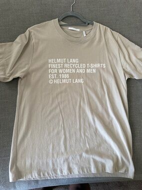 Helmut Lang Beige Graphic Logo Short Sleeve Tee